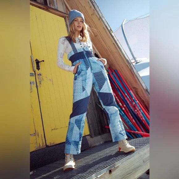 Free People Movement Printed All Prepped Bib Overalls - Picture 1 of 3